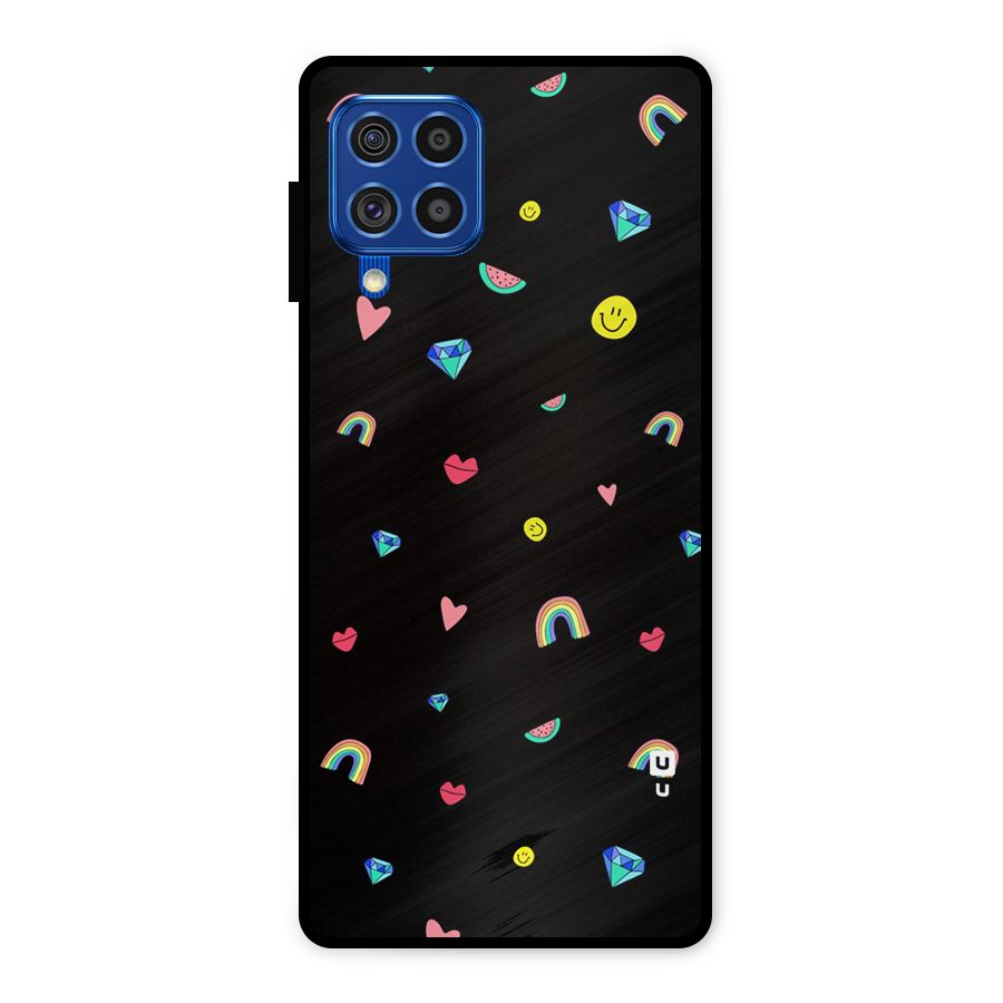 Cute Multicolor Shapes Metal Back Case for Galaxy F62