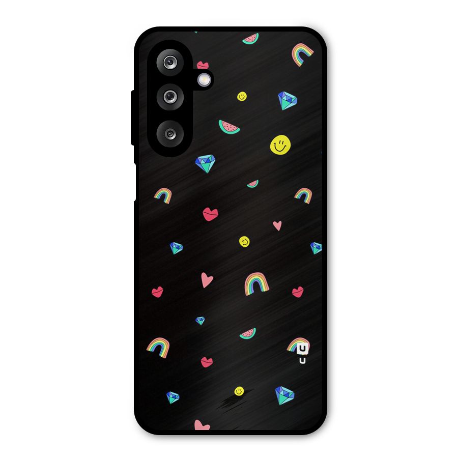 Cute Multicolor Shapes Metal Back Case for Galaxy M36