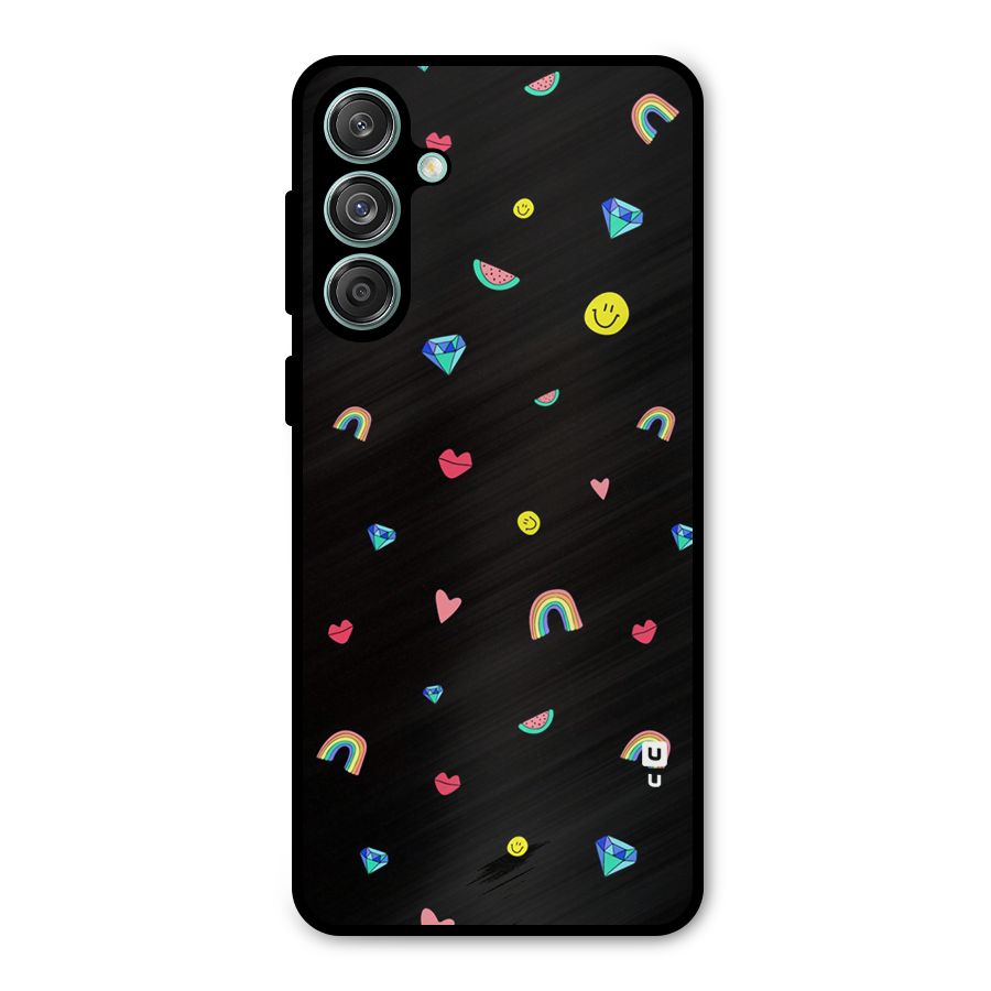 Cute Multicolor Shapes Metal Back Case for Galaxy M55 5G