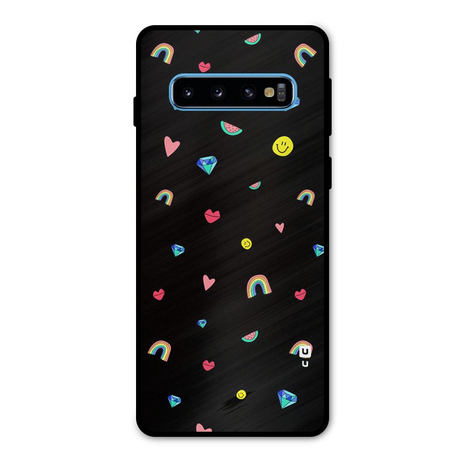 Cute Multicolor Shapes Metal Back Case for Galaxy S10
