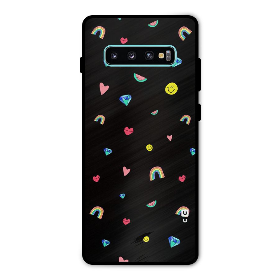 Cute Multicolor Shapes Metal Back Case for Galaxy S10 Plus