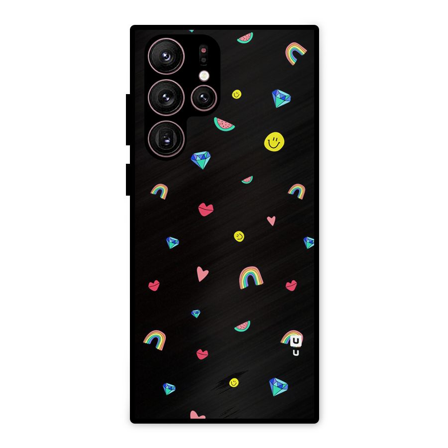 Cute Multicolor Shapes Metal Back Case for Galaxy S22 Ultra 5G