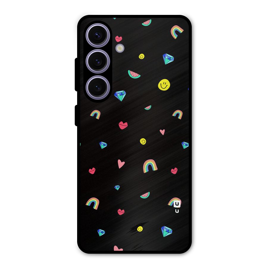 Cute Multicolor Shapes Metal Back Case for Galaxy S24