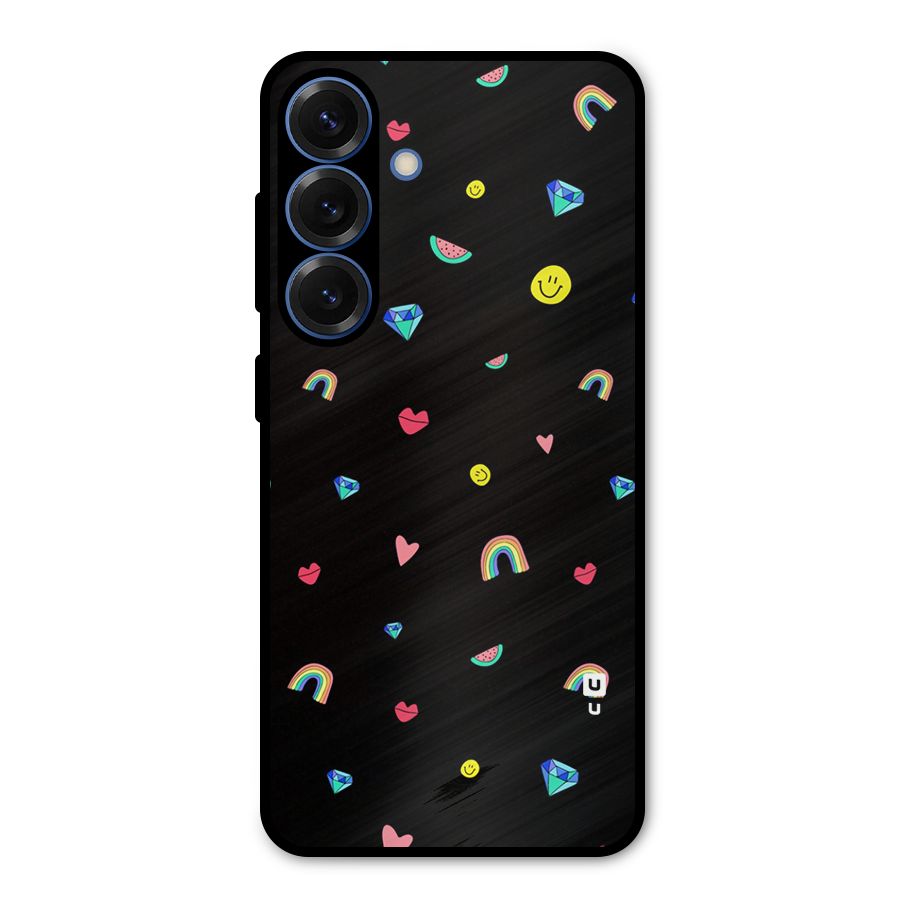 Cute Multicolor Shapes Metal Back Case for Galaxy S25