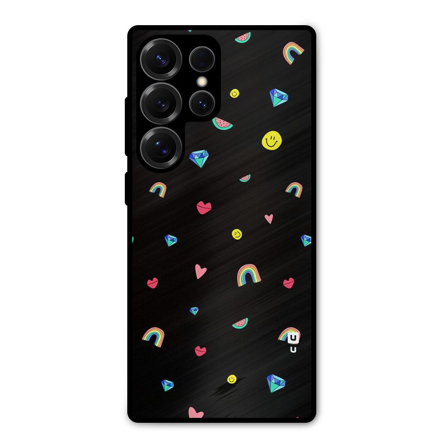 Cute Multicolor Shapes Metal Back Case for Galaxy S25 Ultra