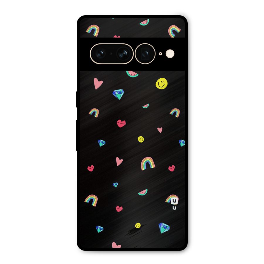 Cute Multicolor Shapes Metal Back Case for Google Pixel 7 Pro