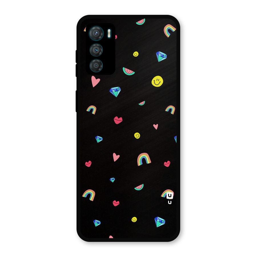 Cute Multicolor Shapes Metal Back Case for Moto G42