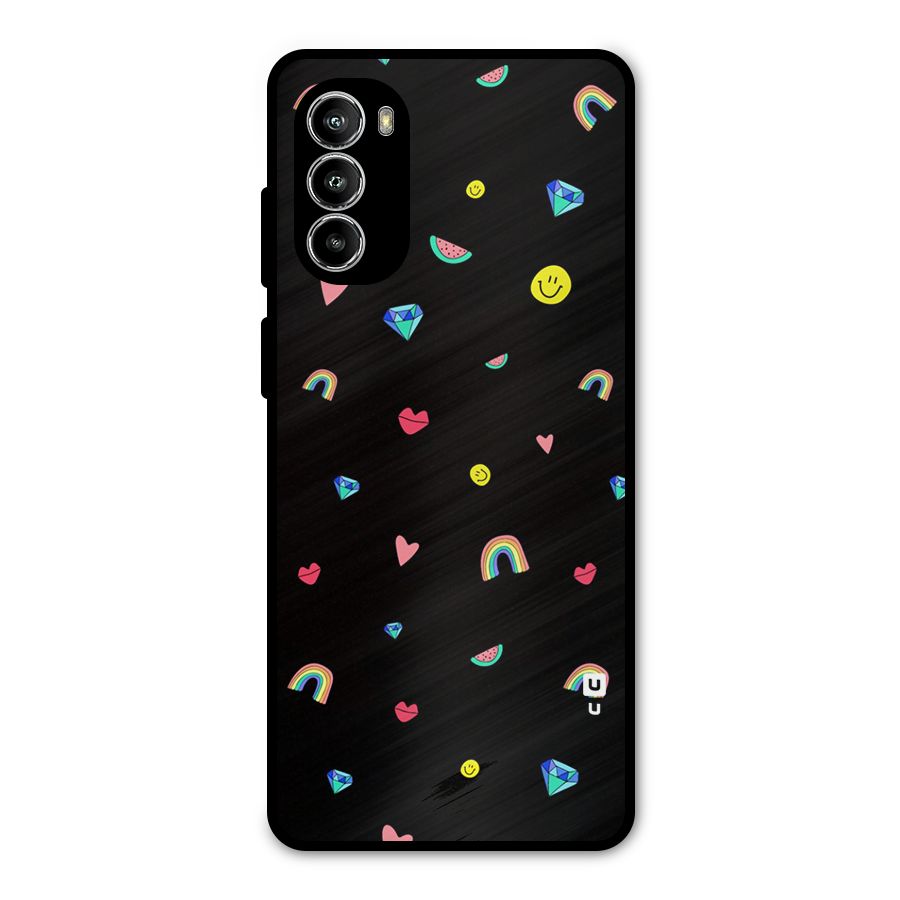 Cute Multicolor Shapes Metal Back Case for Moto G52
