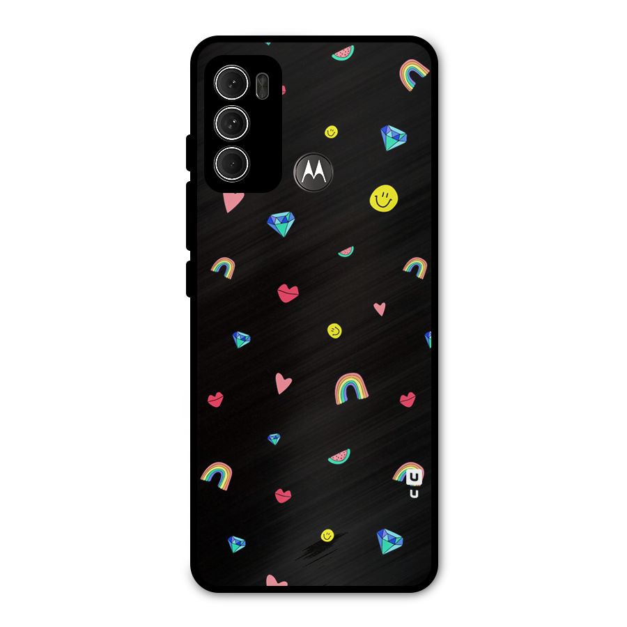 Cute Multicolor Shapes Metal Back Case for Moto G60