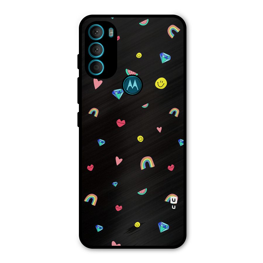 Cute Multicolor Shapes Metal Back Case for Moto G71 5G