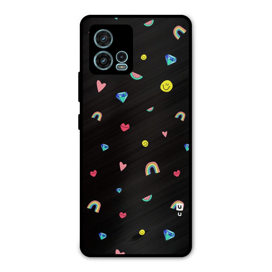 Cute Multicolor Shapes Metal Back Case for Moto G72