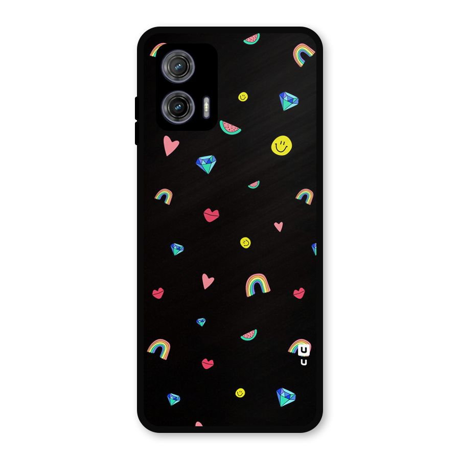 Cute Multicolor Shapes Metal Back Case for Moto G73