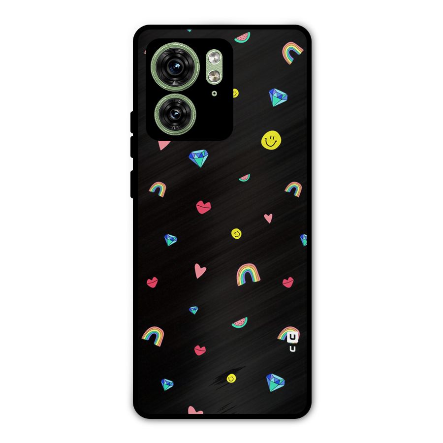 Cute Multicolor Shapes Metal Back Case for Motorola Edge 40 5G