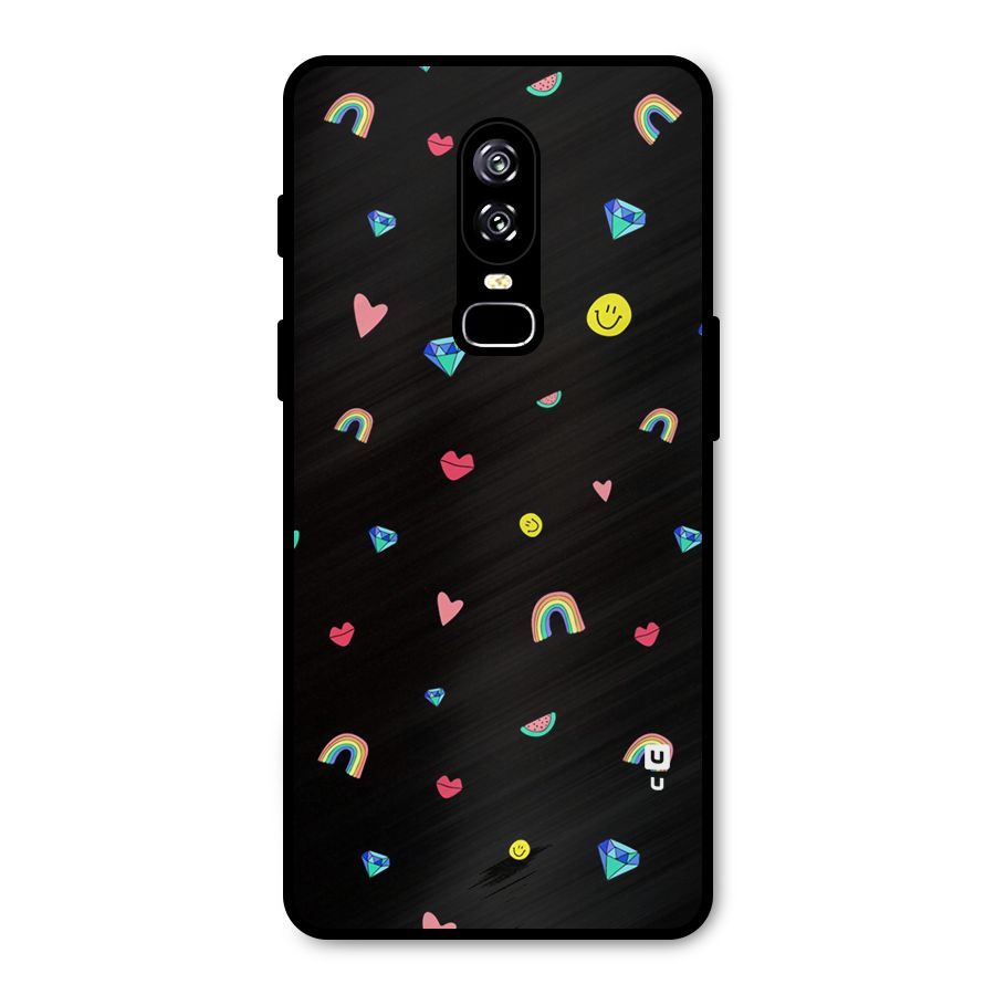 Cute Multicolor Shapes Metal Back Case for OnePlus 6