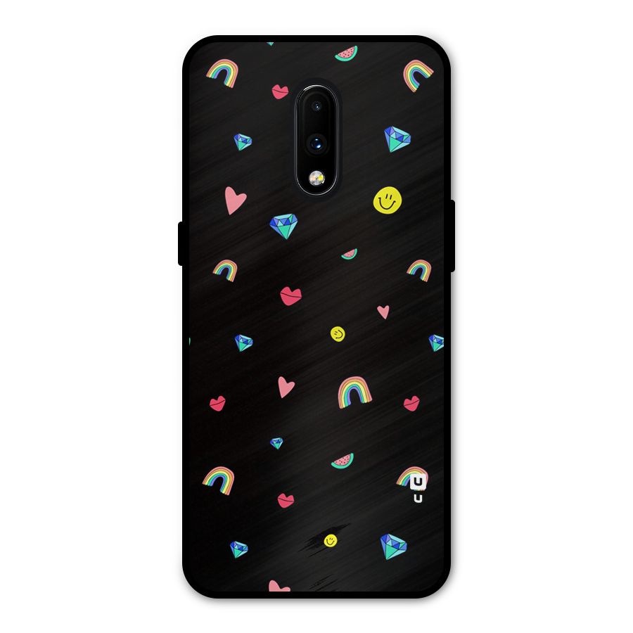 Cute Multicolor Shapes Metal Back Case for OnePlus 7