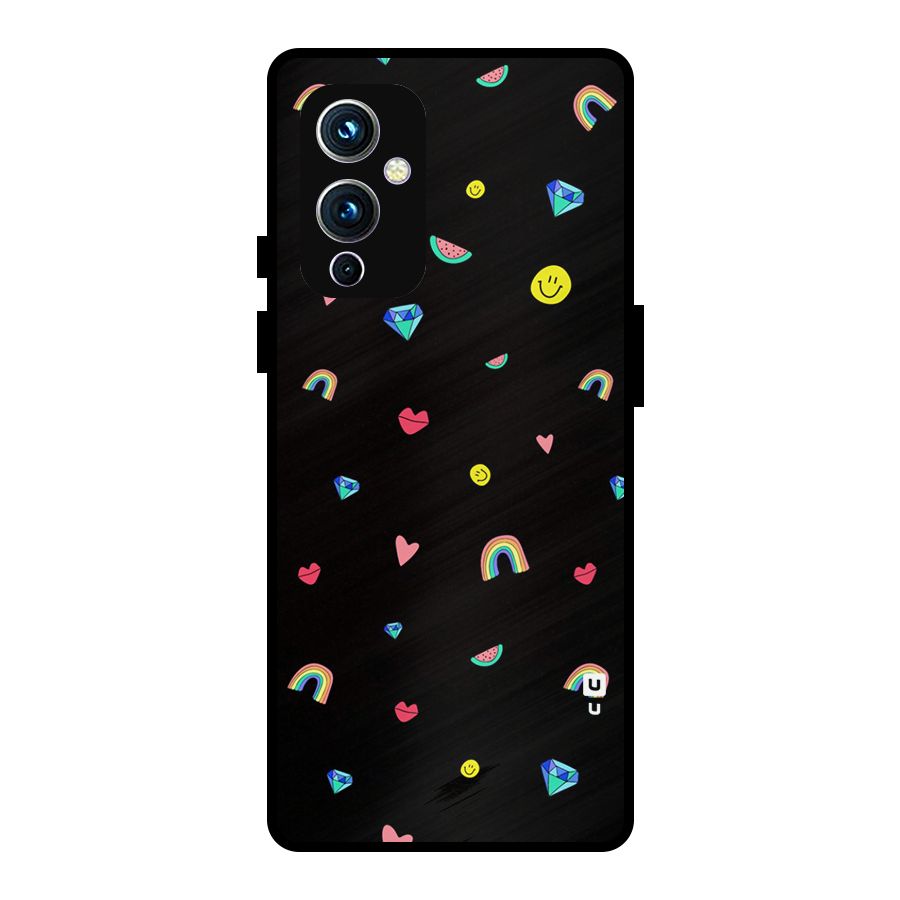 Cute Multicolor Shapes Metal Back Case for OnePlus 9