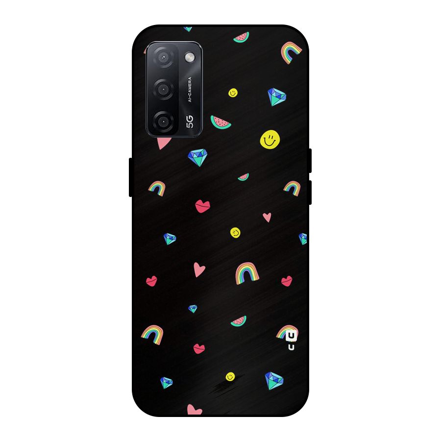 Cute Multicolor Shapes Metal Back Case for Oppo A53s 5G