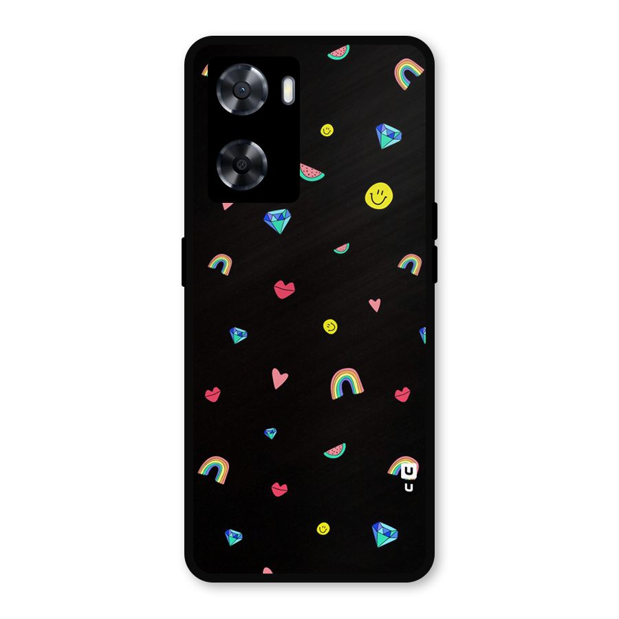 Cute Multicolor Shapes Metal Back Case for Oppo A57 2022
