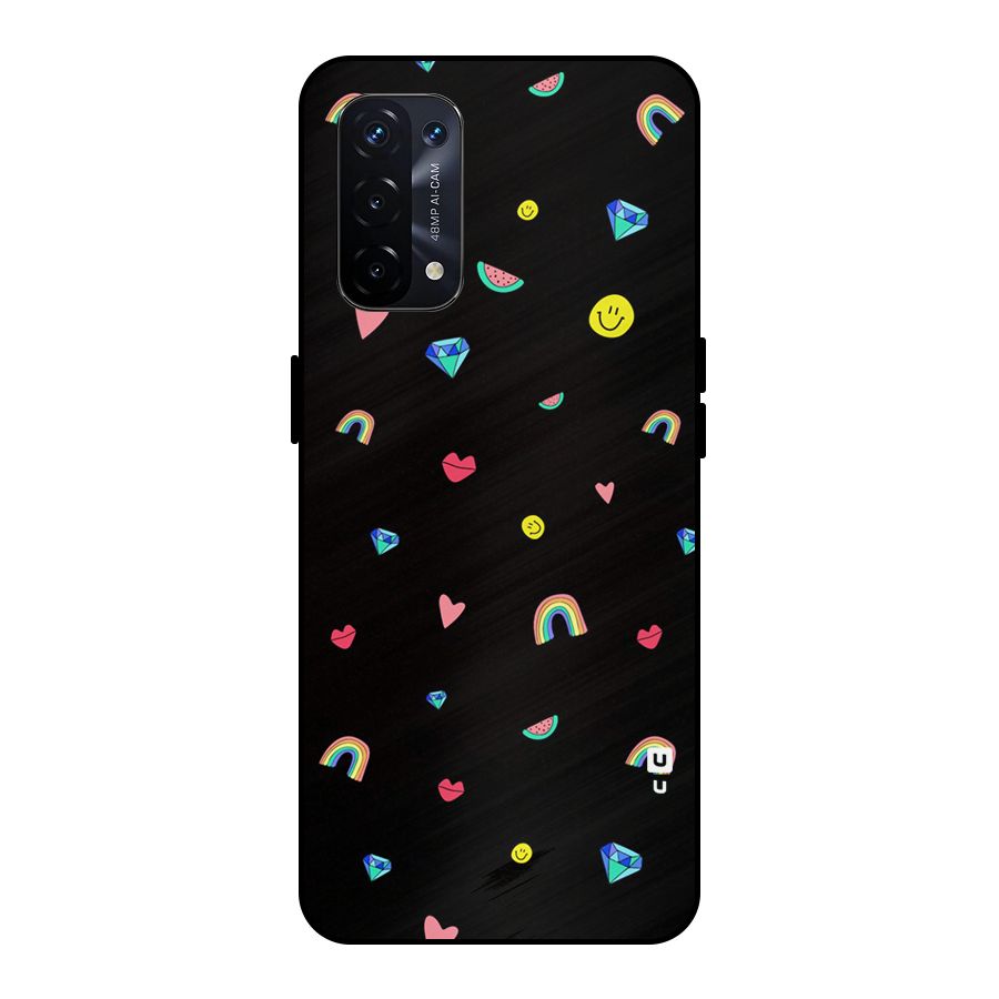 Cute Multicolor Shapes Metal Back Case for Oppo A74 5G