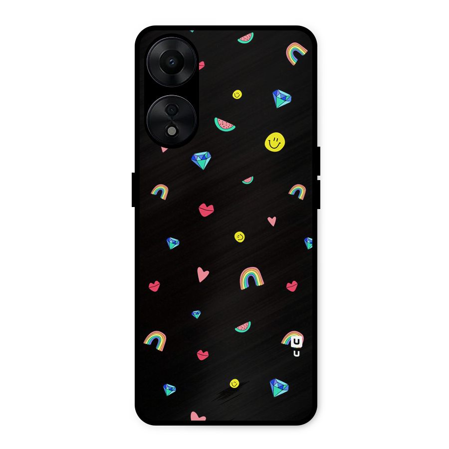 Cute Multicolor Shapes Metal Back Case for Oppo A78 5G