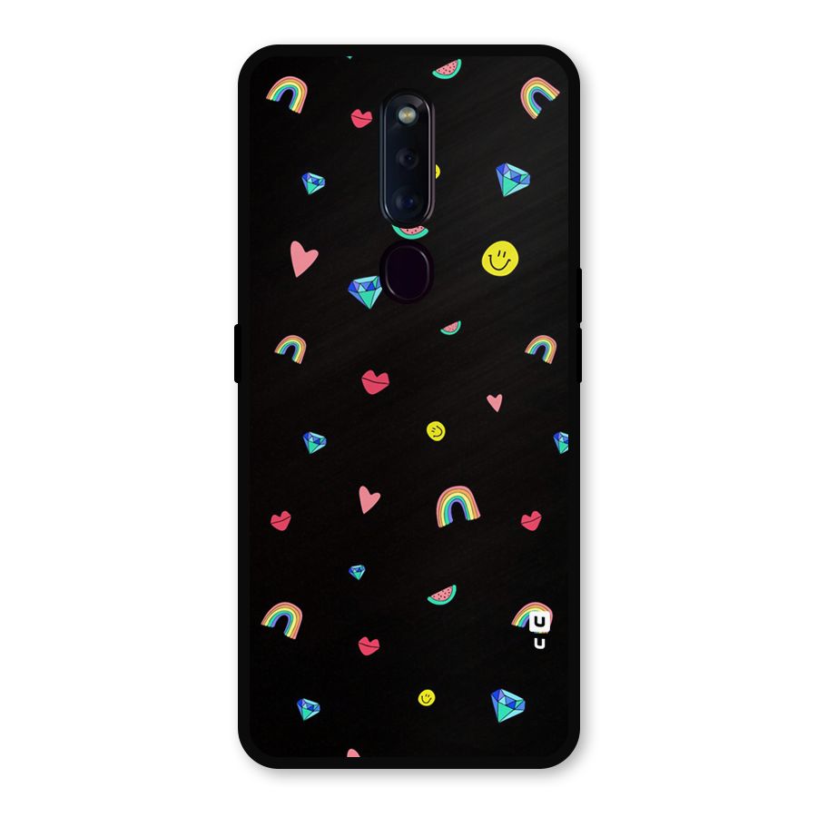 Cute Multicolor Shapes Metal Back Case for Oppo F11 Pro