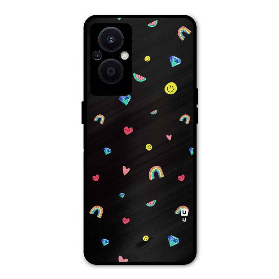 Cute Multicolor Shapes Metal Back Case for Oppo F21 Pro 5G