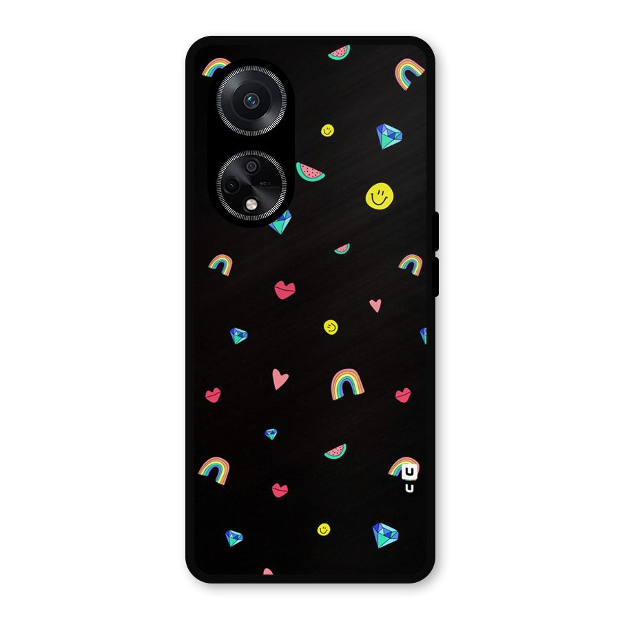 Cute Multicolor Shapes Metal Back Case for Oppo F23