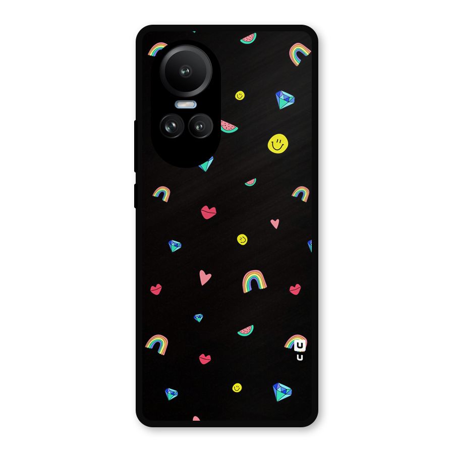 Cute Multicolor Shapes Metal Back Case for Oppo Reno10 Pro