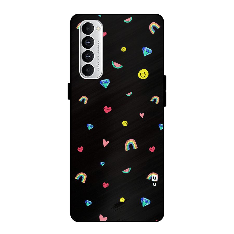 Cute Multicolor Shapes Metal Back Case for Oppo Reno4 Pro