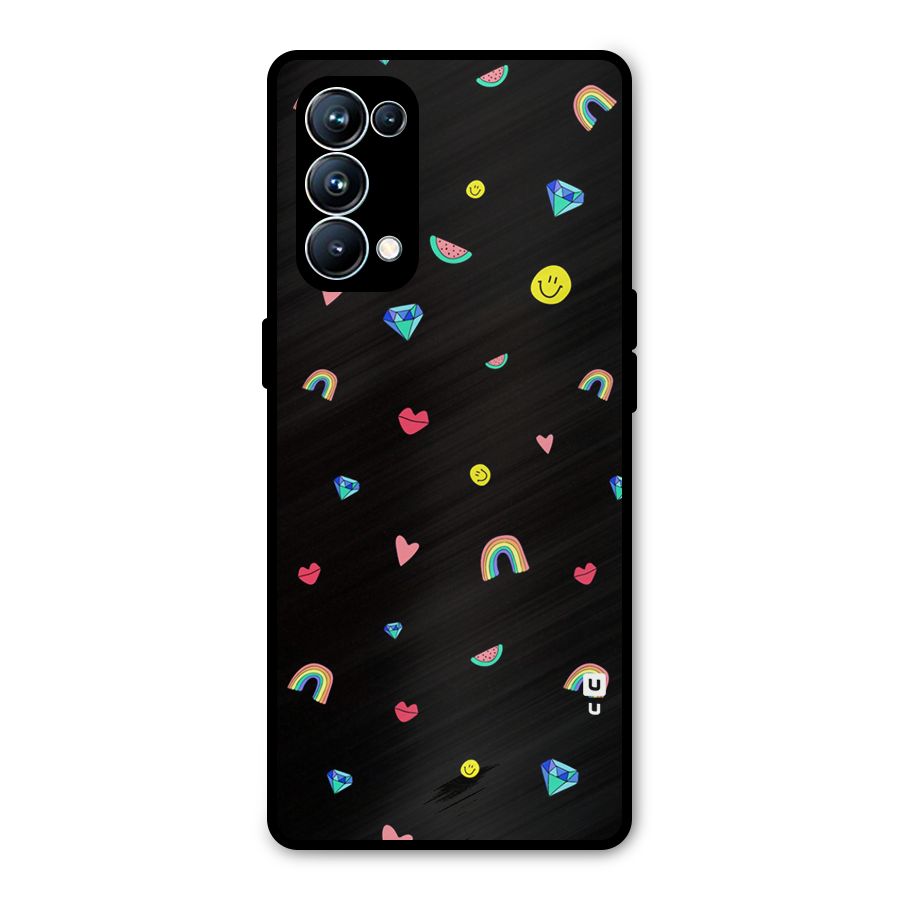 Cute Multicolor Shapes Metal Back Case for Oppo Reno5 Pro 5G