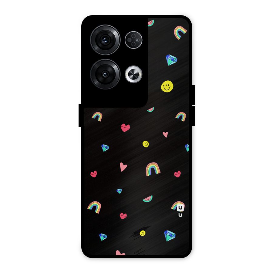 Cute Multicolor Shapes Metal Back Case for Oppo Reno8 Pro 5G