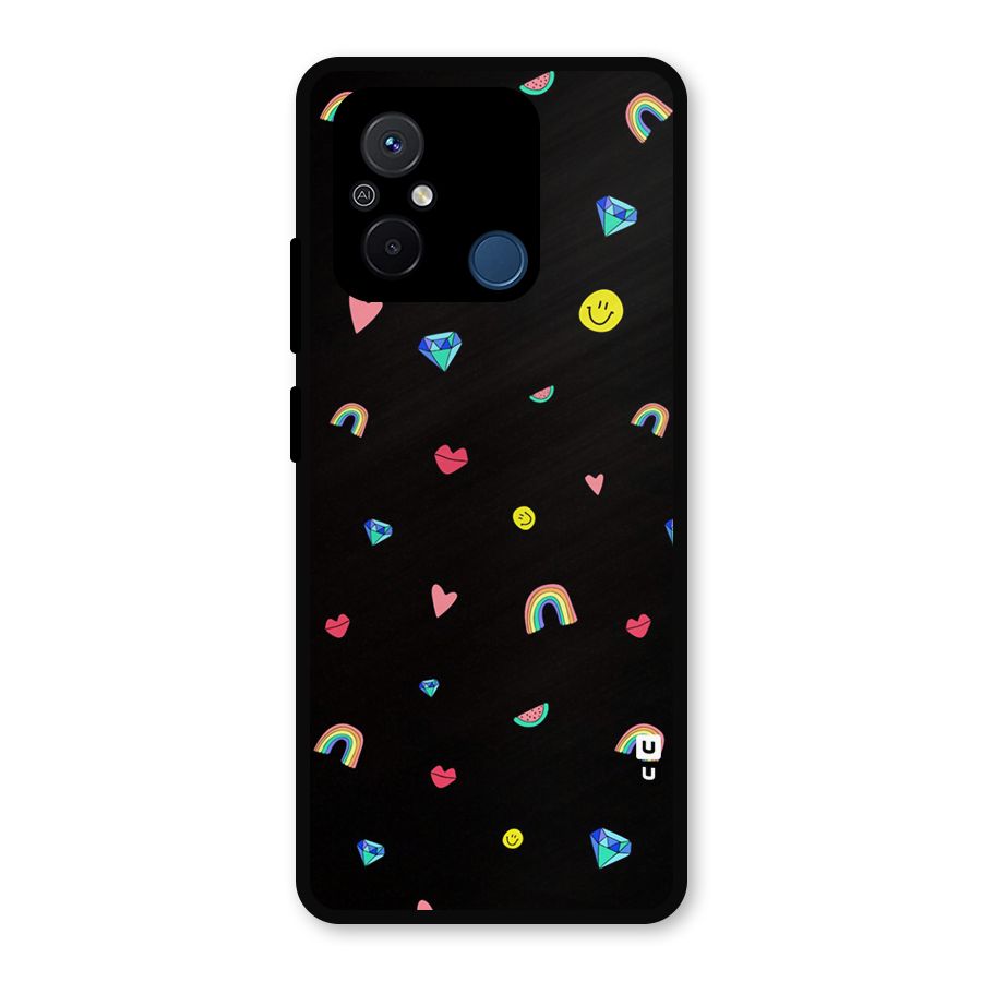 Cute Multicolor Shapes Metal Back Case for Poco C55