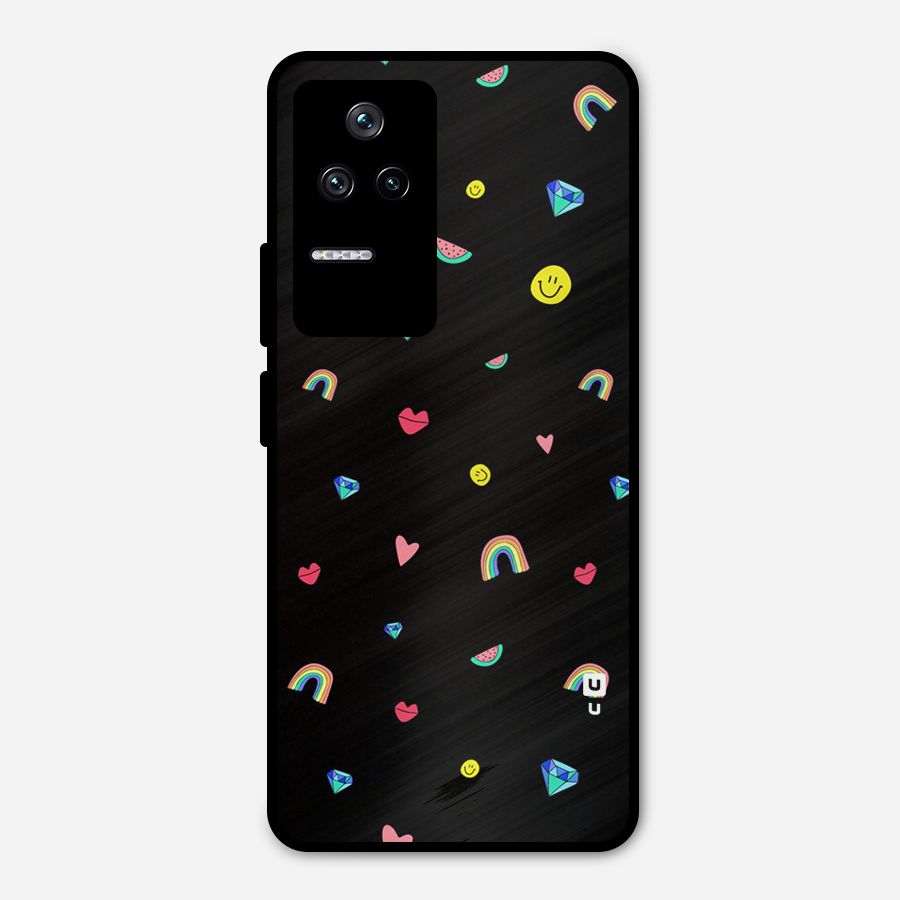 Cute Multicolor Shapes Metal Back Case for Poco F4 5G