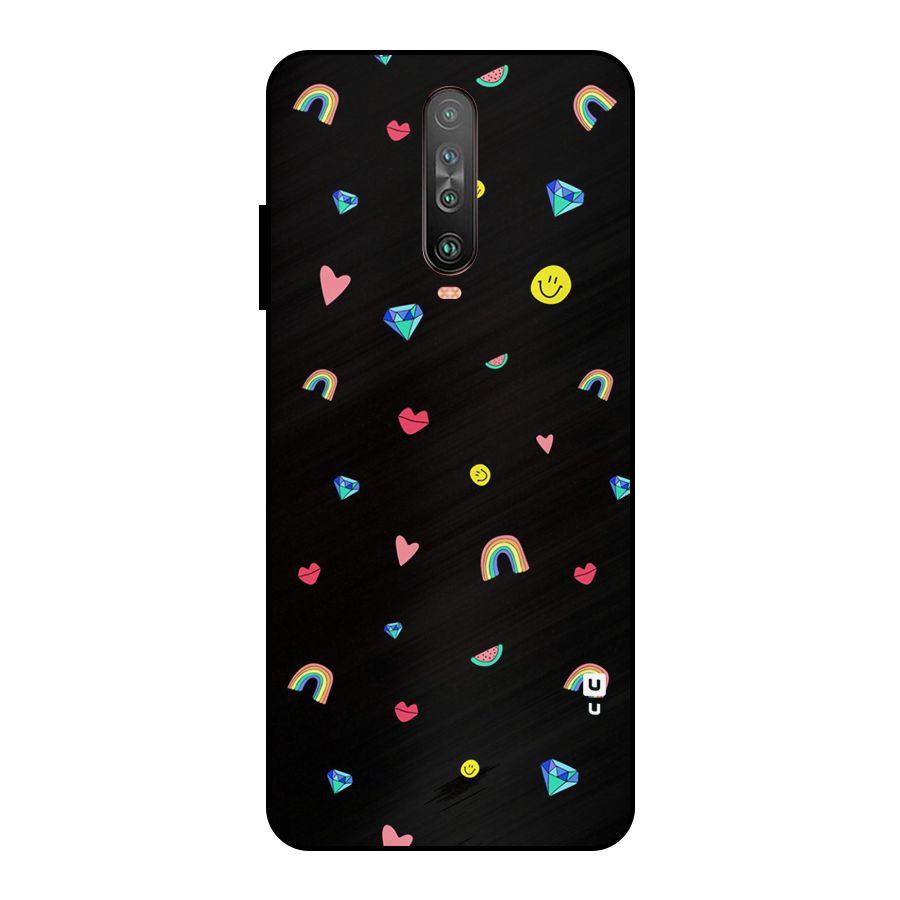 Cute Multicolor Shapes Metal Back Case for Poco X2