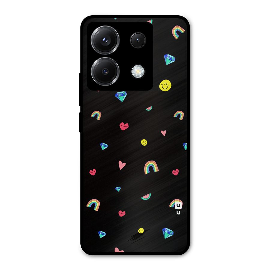 Cute Multicolor Shapes Metal Back Case for Poco X6