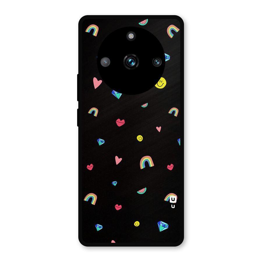 Cute Multicolor Shapes Metal Back Case for Realme 11 Pro