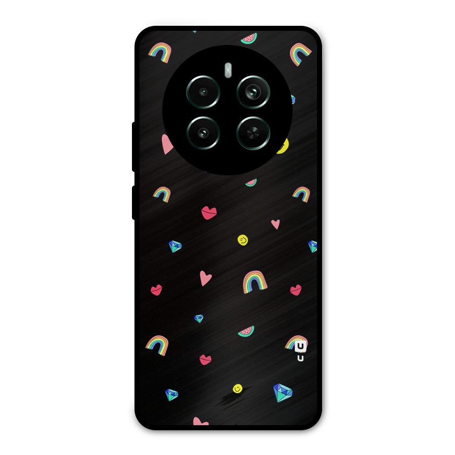 Cute Multicolor Shapes Metal Back Case for Realme 12 Pro Plus