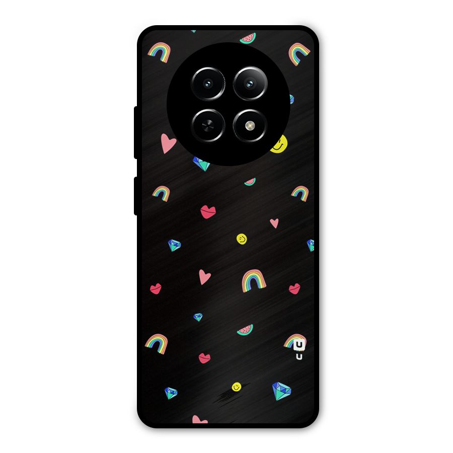 Cute Multicolor Shapes Metal Back Case for Realme 12x 5G