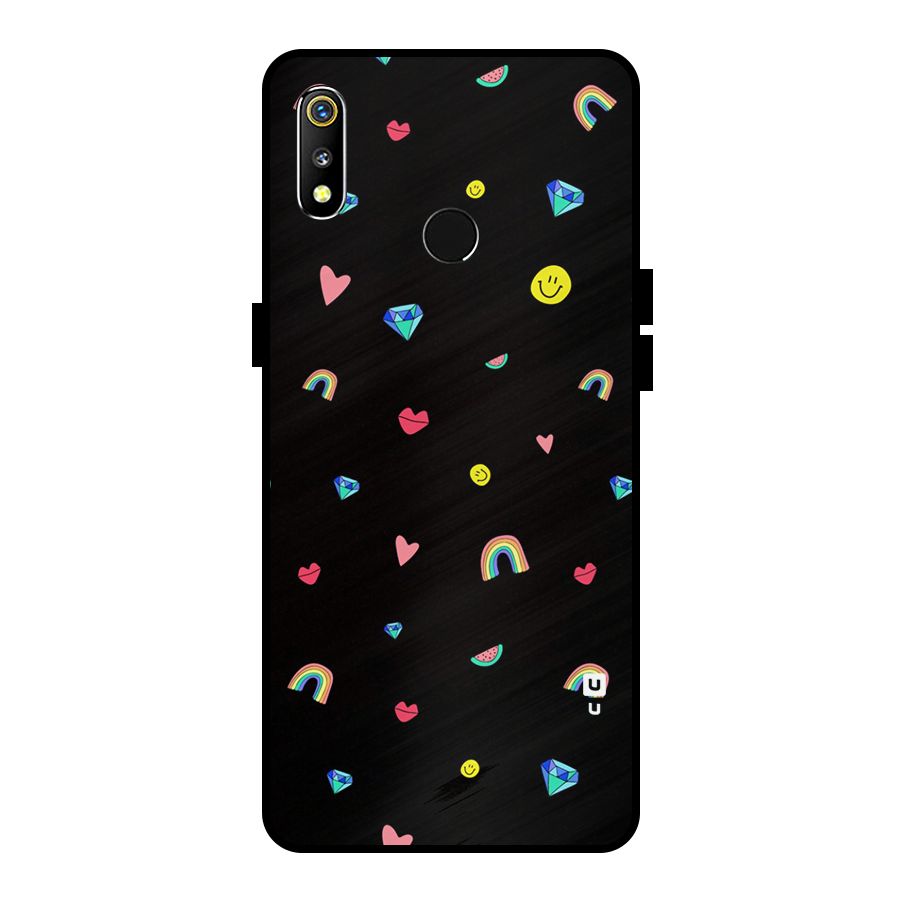 Cute Multicolor Shapes Metal Back Case for Realme 3i