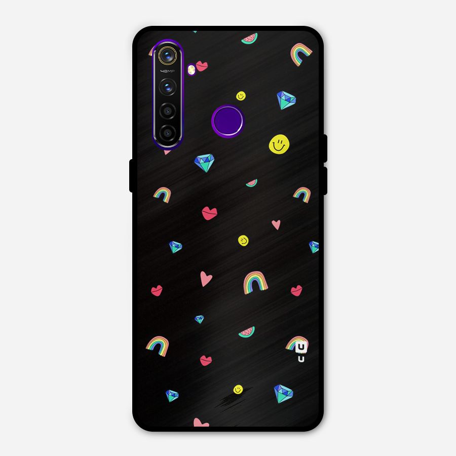 Cute Multicolor Shapes Metal Back Case for Realme 5 Pro