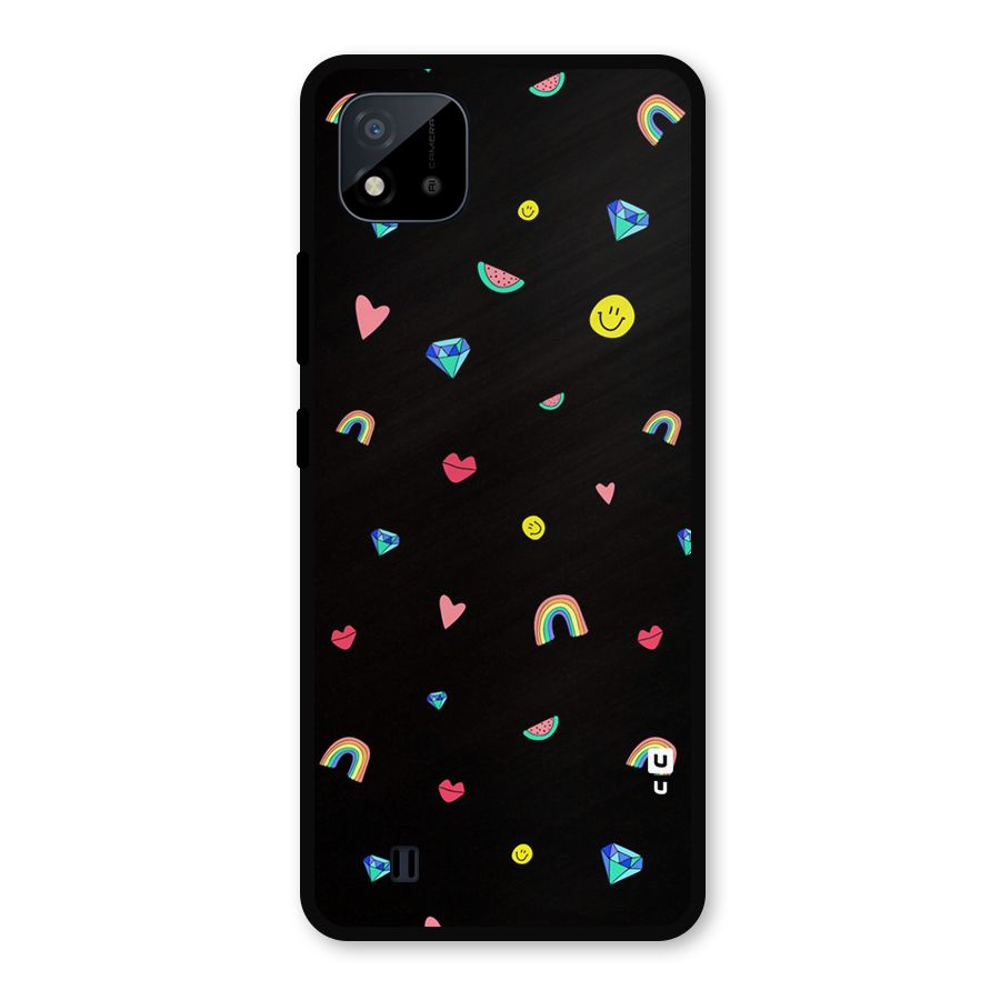Cute Multicolor Shapes Metal Back Case for Realme C11 2021