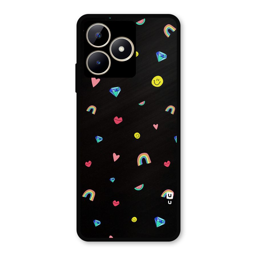 Cute Multicolor Shapes Metal Back Case for Realme C53