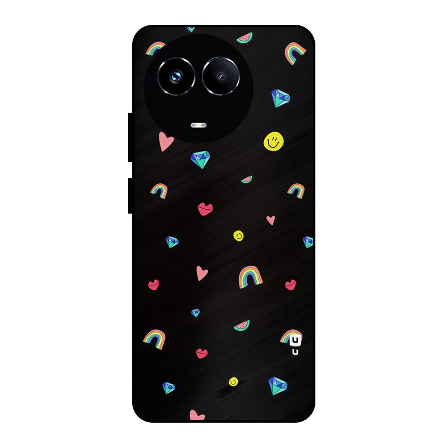 Cute Multicolor Shapes Metal Back Case for Realme Narzo 60X