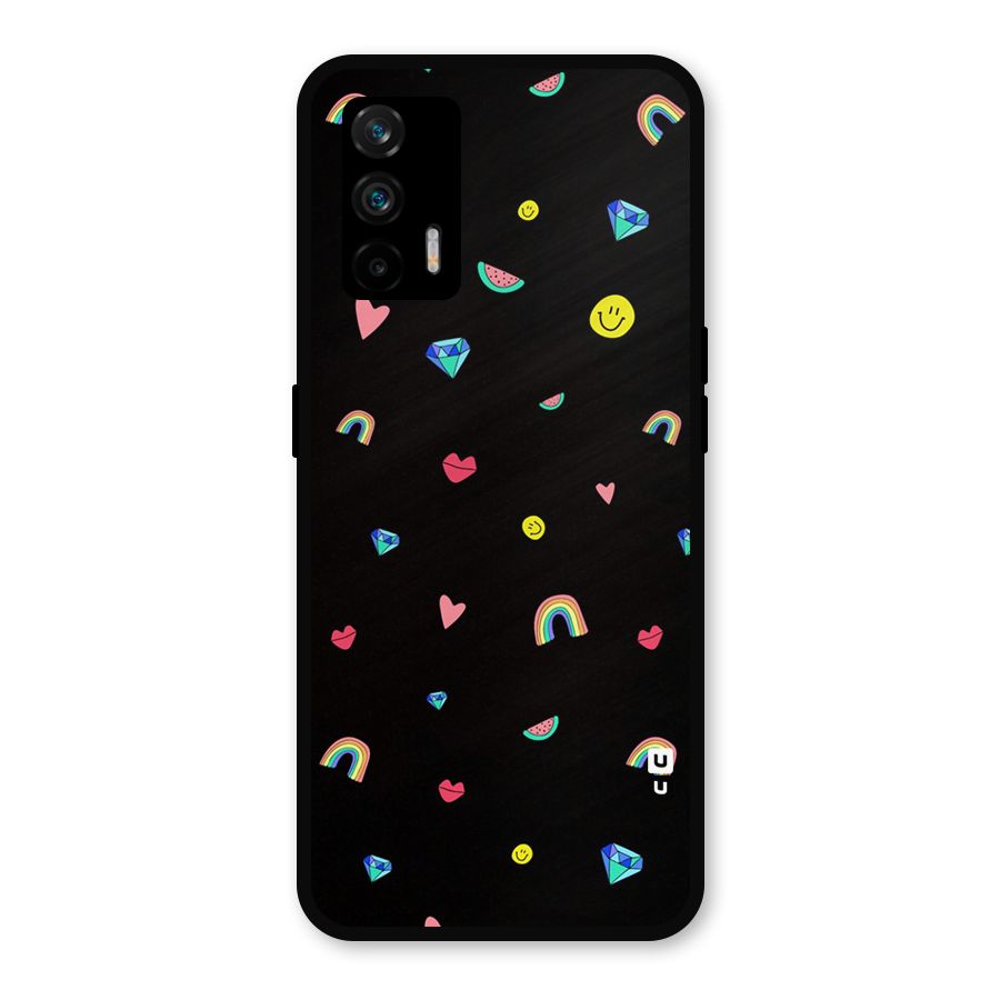 Cute Multicolor Shapes Metal Back Case for Realme X7 Max