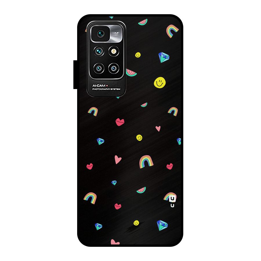 Cute Multicolor Shapes Metal Back Case for Redmi 10 Prime