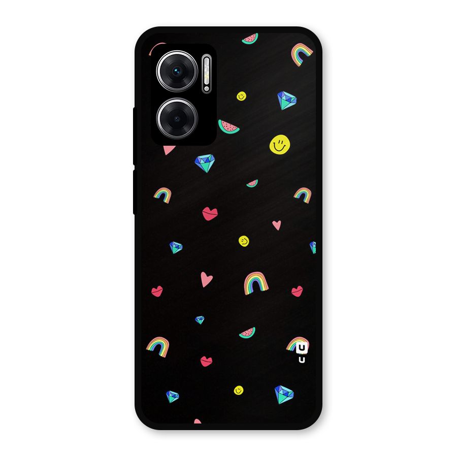 Cute Multicolor Shapes Metal Back Case for Redmi 11 Prime 5G