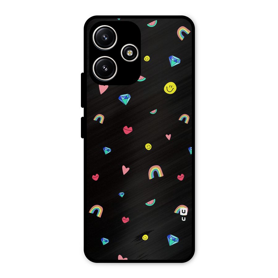 Cute Multicolor Shapes Metal Back Case for Redmi 12 5G