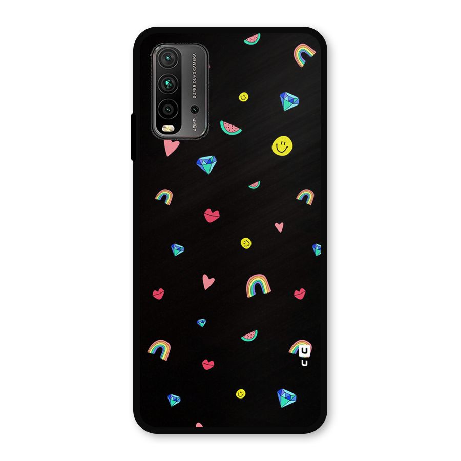 Cute Multicolor Shapes Metal Back Case for Redmi 9 Power