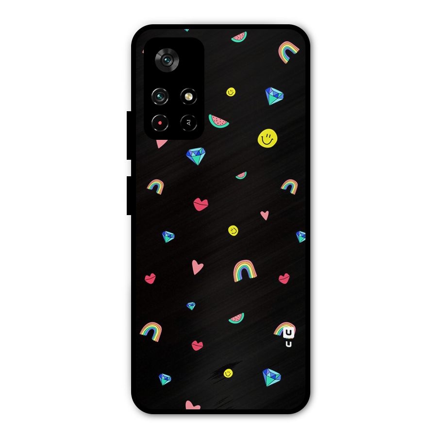 Cute Multicolor Shapes Metal Back Case for Redmi Note 11T 5G