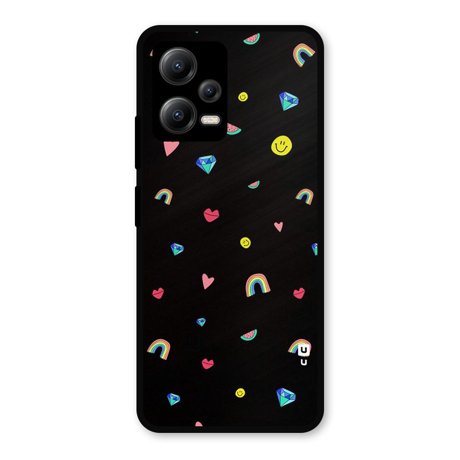 Cute Multicolor Shapes Metal Back Case for Redmi Note 12 5G